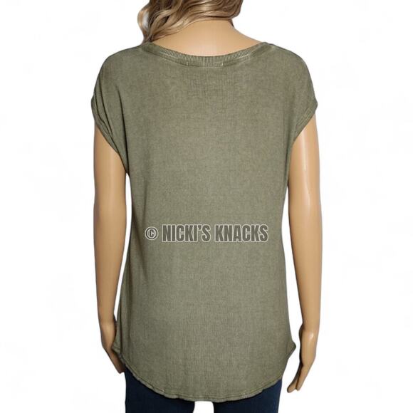 Stitch Fix Jane & Delancey Olive Green Dolman Knot Front Ribbed Top Size S - Picture 6 of 11